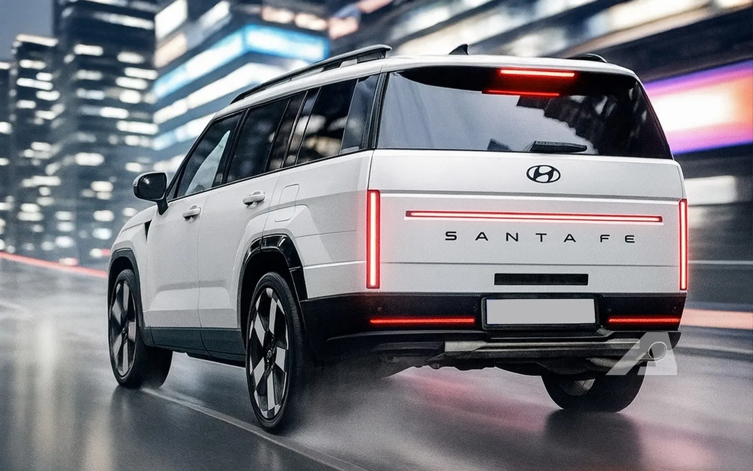 Phần sau xe Hyundai SantaFe vẫn giữ thiết kế vuông và góc cạnh.&nbsp;