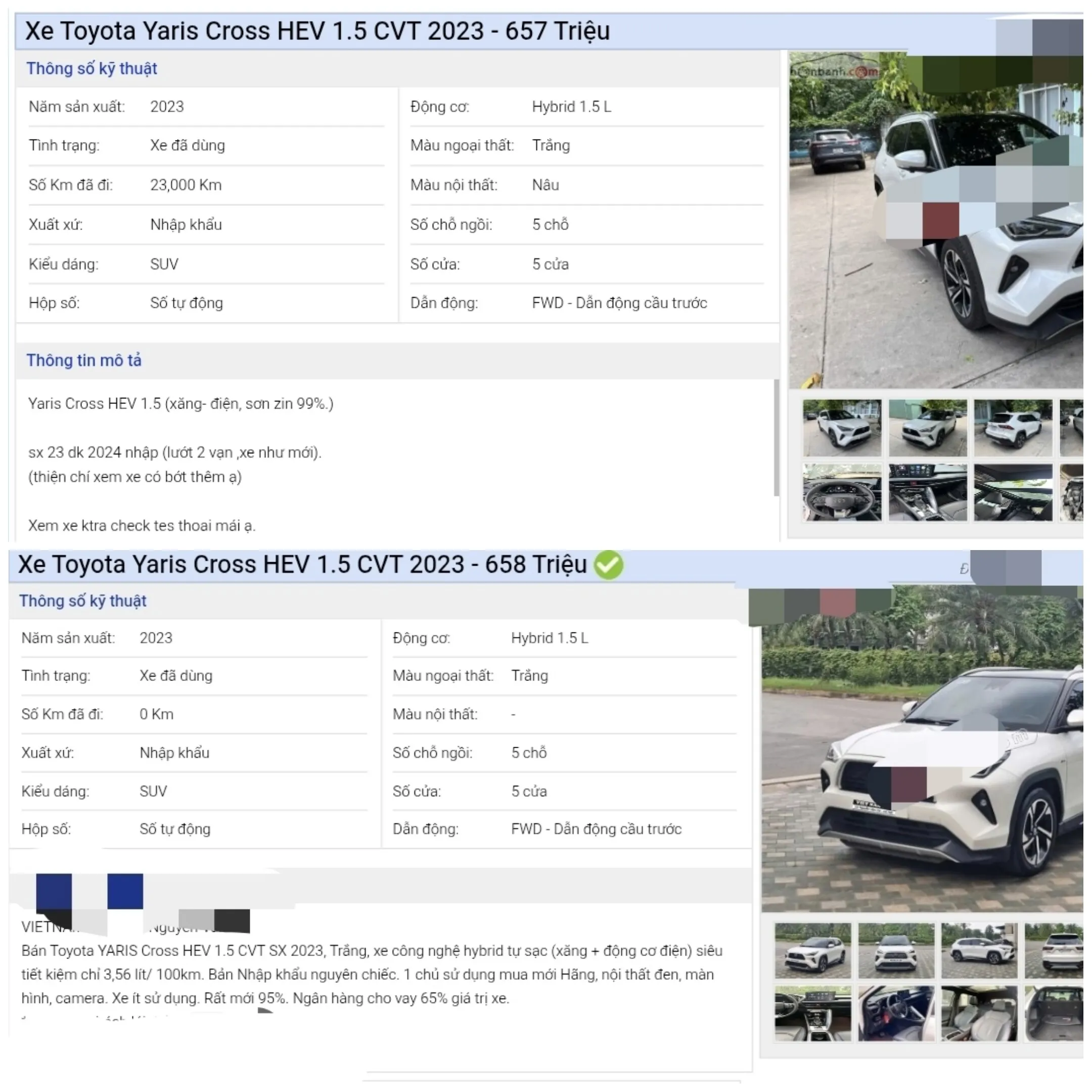 Một số tin rao bán Toyota Yaris Cross HEV.