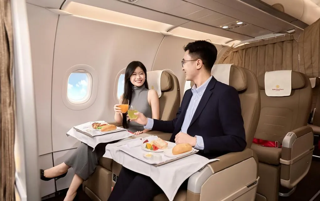 Khách hàng Sun Signature được trải nghiệm Ẩm thực giữa những tầng mây cùng Sun PhuQuoc Airways. Ảnh: NCB